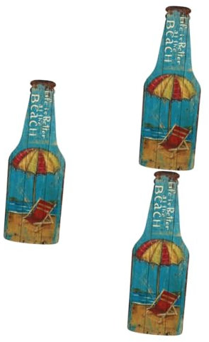 ABOOFAN 3st Auflistung Der Bierflaschen Bierflaschenverzierung Vintage Flaschenverzierung Haustürschild Sommerdekor Zeichen Hawaii-dekor Fotoalbum Umblättern Jahrgang Retro-Flasche Holz