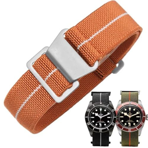 Danxancy franska soldater fallskärmsjägare, militär elastisk nylon klockarmband med krok och ögla för män kvinnor silver och svart spänne 18/20/22 mm, 18mm, Nylon Rostfritt stål