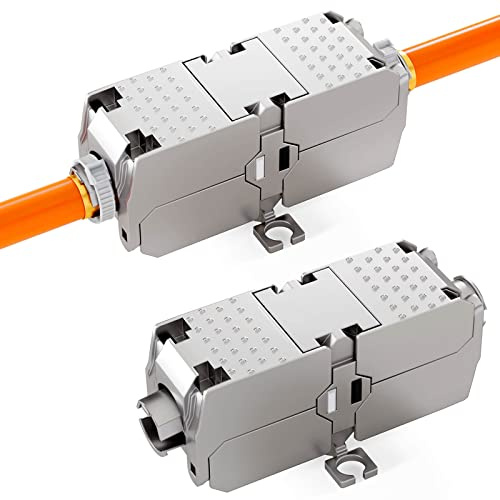 HB-DIGITAL 2X Cat 6a LSA Netzwerkkabel Verbinder 10 Gbit/s werkzeuglose LAN Kupplung & Verlängerung für LAN Verlegekabel Ethernet Installationskabel RJ45 Anschluss kompatibel mit LSA Kabel
