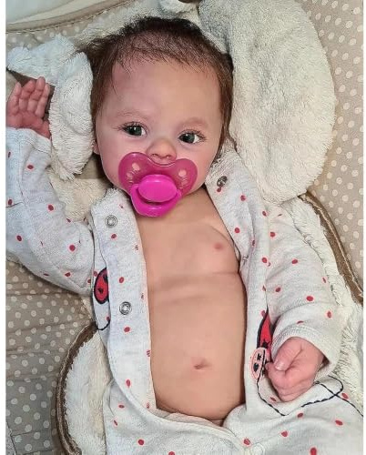 Zero pam Reborn Baby Junge Augen Offen, 19 Zoll Lebensechte Baby Puppe Jungen, Reborn Baby Lebensecht Mit Haaren, Realistisch Puppe Wie Echte Babies Mit Fütterung Zubehör