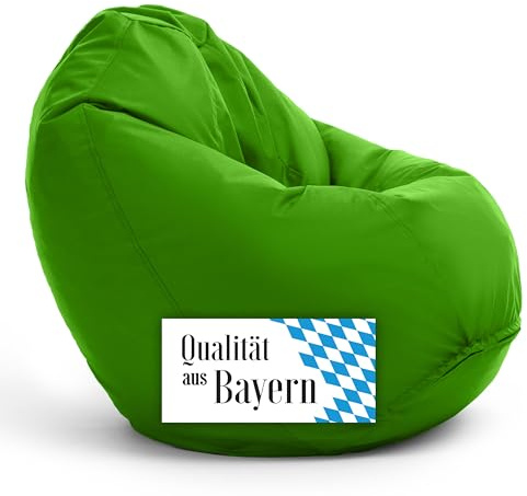 Bruni Bean Bag Classico M in Grün - Sitzsack Outdoor und Indoor mit Innensack zum Zocken & Lesen, Abnehmbarer Bezug, lebensmittelechte EPS-Perlen als Bean-Bag-Füllung, aus Deutschland