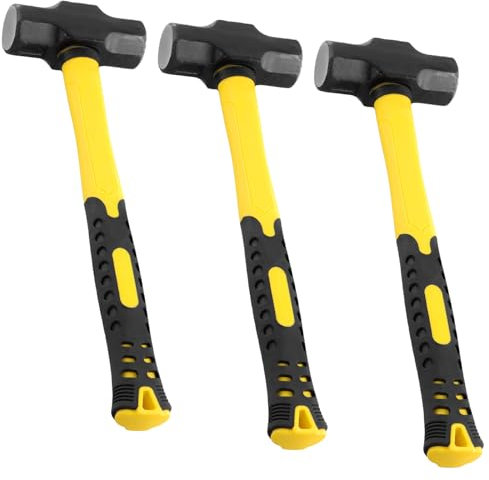MAHIONG 3 PCS 4lbs Sledge Hammers with Shock Absorption Handles, Solid Stoning Hammers, High Impact Tool Hammers for Dismantling, Fixing, Knocking