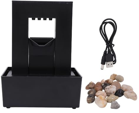 Fuente Interior Decorativa de Plástico Pequeña Fuente de Agua Gorgoteante con Luz LED para el Hogar y la Oficina