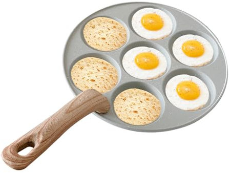 Padella antiaderente per pancake, 7 tazze, con faccine sorridenti, antiaderente, adatta a induzione, in alluminio, per frittate, frittate, frittate, frittate, frittate, frittate, padella antiaderente
