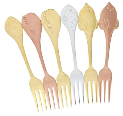 PRETYZOOM 6pezzi Forchette Da Dessert in Acciaio Resistenti Manico Lungo Forchetta Per Cibo Stoviglie in Acciaio Per Frutta e Dolci