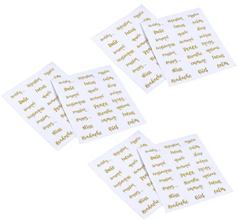 HOODANCOS 6blätter Flaschenetiketten Buchstabenaufkleber Ölflaschenaufkleber Selbstklebende Pasters Goldene Buchstabenaufkleber Für Ätherische Ölflaschen