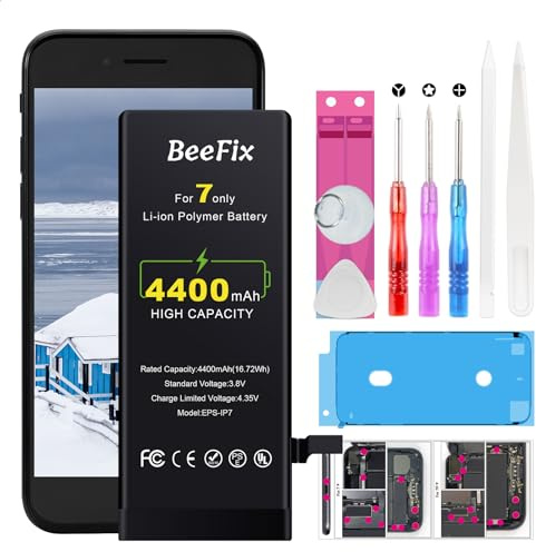 Beefix Batterie pour iPhone 7, 4400mAh Batterie de Remplacement Haute Capacité Batterie de Remplacement Compatible avec A1660 A1778 A1779 Les Outils de Réparation Professionnel