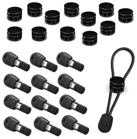 Batheidon 24 Stück Kordelstopper Metall Kordelstopper 2 loch Federschnurschlösser mit 4 mm Durchmesser, Schnürsenkel Stopper und Verschlüsse für Rucksäcke, Outdoor-Bekleidung, Zelte, und mehr