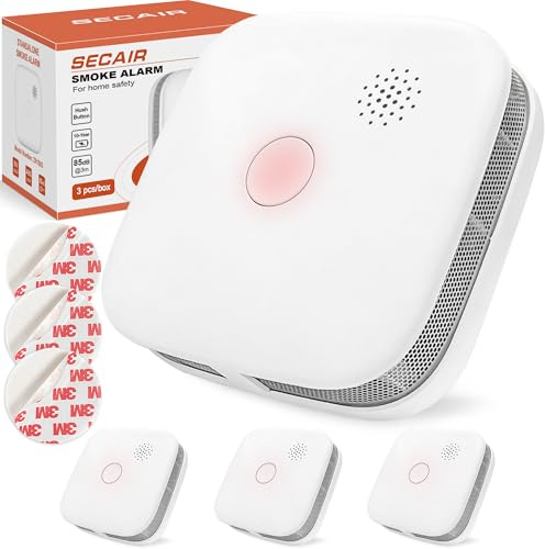 SECAIR Rauchmelder 10 Jahre Batterie für Zuhause,Mini Rauchmelder Batterie Austauschbar,Feuermelder mit Fotoelektrischem Sensor,Test-/Stummschalttaste,Entsprechend EN14604,Standalone,Weiß Matter