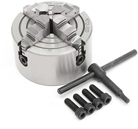 Mandrin autocentrant 4 mors 4 pouces, mandrin 125 mm, tour 5 pouces, mâchoires réversibles indépendantes K72-125 pour perçage, fraisage, travail du bois CNC, filetage 1 pouce x 8 TPI (K72 80 mm)