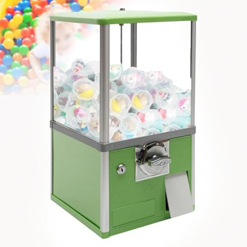 NZVZGKTNTW Distributeur Automatique, Mini-Machine À Boules De Gomme, Distributeur De Bonbons Vintage avec Globe en Verre, Base en Métal, Mécanisme À Pièces, for Magasins De Jeux(Green)