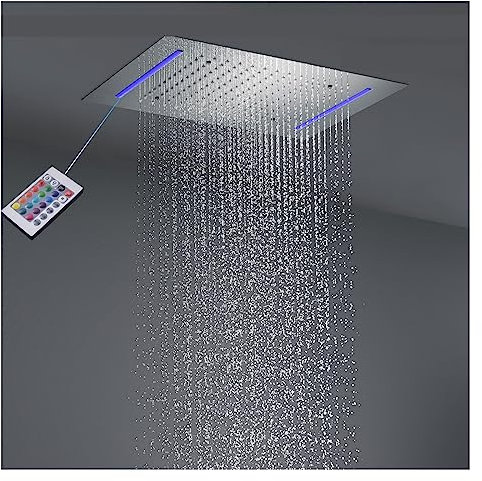 HPHPH LED Rain Shower System Set With Handshower Massage Body Jet, Thermostatic Mixer Bathroom Ceiling Rainfall Showerhead Faucets(A shower head-multi)