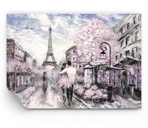 Fotomural 200x140 cm Papel Pintado Arquitectura Personas - 3149 - WF3 | París Camino Ilustración Premium Canvas Papel pintado de vinilo tejido no tejido Decoración de Pared Salón Moderno ARTTOR