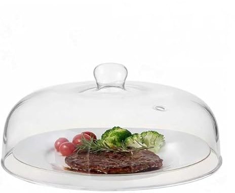 EliteVibe 12 inch Glass Microwave Splatter Cover, Glass Microwave Cover for Food, 5 Inch Tall Plate Splatter Lid Guard, Kitchen Serving Dish Covers, BPA Free, Non Plastic, Dishwasher Safe