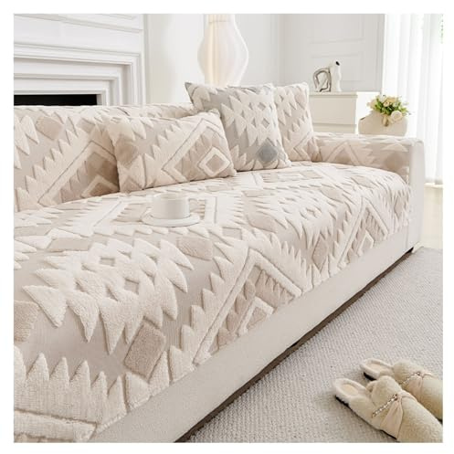 Sofa Überzug Weiche Plüsch Sofabezug: Anti Rutsch Couch Überzug für Herbst und Winter Hund Katze Sofaschoner für U Form L Form Sektionssofa für 1 2 3 4 Sitzer Sofa(Light Brown,70 * 180cm)