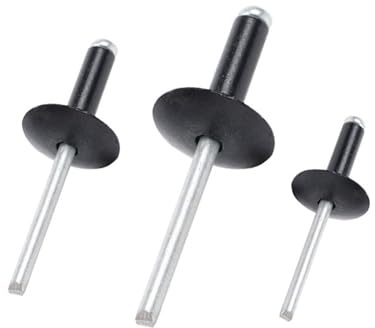 Rivetti ciechi, 500 pezzi, in alluminio, con testa a flangia grande, 4,8 x 25 x 16 mm, colore: nero