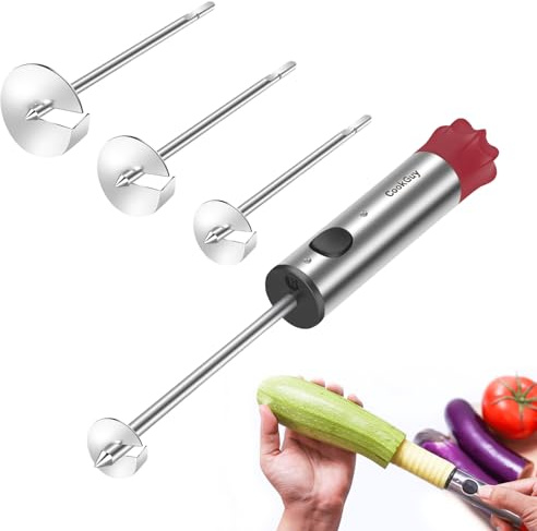 HavenChef Vegetable Corer with Folding Fruit Knife - Multi-Purpose Sharp Blade Veggie Corer Drill for Zucchini, Potatoes, Carrots - Ergonomic Anti-Slip Handle, 4 Sizes for Coring and Hollowing