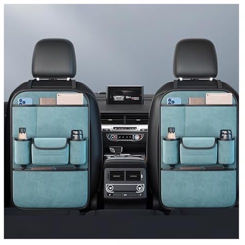 QJUNMENG Auto Rücksitz Organizer FüR Benz E Class Cabriolet 2017-2024 A238, Rückenlehnenschutz Organizer, Rücksitzschoner Kinder mit Tablet Fach, Auto Organizer Kinder Leicht Zu Reinigen(Cyan,Two)