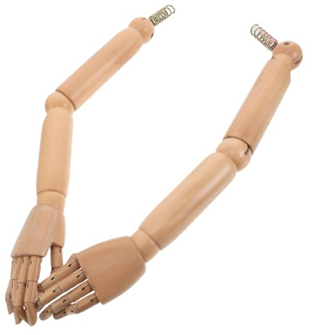 AKOOSY Braccio di Manichino Snodabile in Legno Massello, Coppia di Braccia Articolate per Modellismo Artistico e Scultura, Accessori Protesici per Disegno e Cosplay