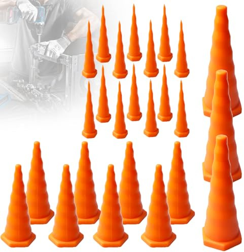 30 stycken hydraulpluggar, gummiproppar koniska, hydraulslangproppar, gummiplugg silikonmaterial, oljebeständig, orange för industriella tillämpningar, rörledningar oljerör läckagekablar