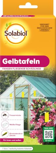 Solabiol Gelbtafeln, insektizidfreie Leimfallen gegen Weiße Fliegen,Trauermücken,Blattläuse,Minierfliegen und Zikaden,7 Stück