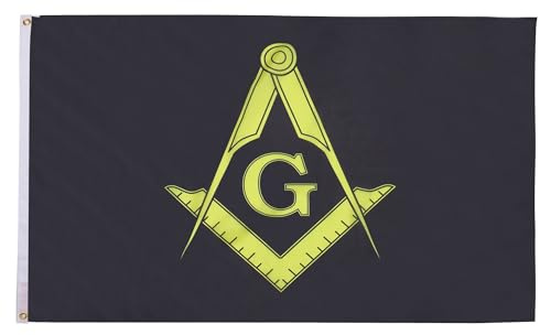 AZ FLAG Drapeau Franc-maçonnerie noir 150x90 cm Polyester 100D 2 Œillets | Usage intérieur et extérieur Drapeau décoratif coutures doubles et bords renforcés avec œillets métalliques