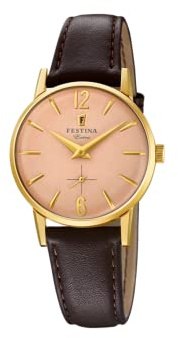 Festina Damenuhr Analog aus Leder Braun | Quarzwerk, Damenuhren, Widerstandsfähiges Glas, Elegant, Klassisch und Vintage, Special Prices F20255/2