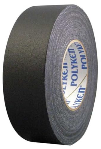 Polyken 510 Vinyl Coated Cloth Premium Gaffer's Tape, 11.5 mil Thick, 50m Length, 48mm Width, Black