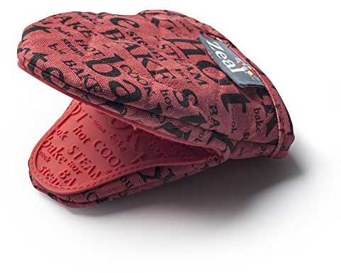 Zeal Silicone Pot Holder Mini Oven Mitt – Mitt for Air Fryer with Hot Print Design and Comfortable Quilted Cotton Inner – Heat and Water Resistant, Red