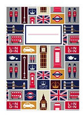 Kartenkaufrausch 16 Trendige London DIN A4 Schulhefte, Rechenhefte mit englischen Symbolen auf orange beige Lineatur 7 (Kariertes Heft)