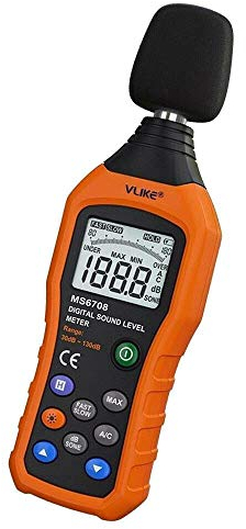 Decibel Meter,VLIKE LCD Digital Audio Noise Level Meter Sound Level Meter Monitor dB Meter Measuring 30 dB to 130 dB Tester with dbA and dBC Mode (Batteries not include)