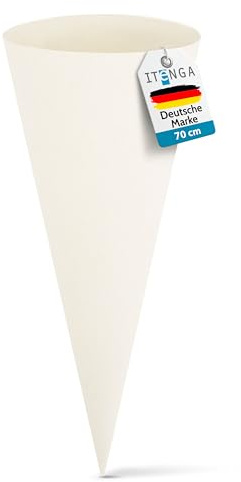 itenga Bastelschultüte 70cm rund Schultütenrohling (Weiß ohne Verschluss)