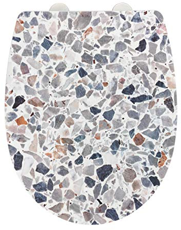 WENKO WC-Sitz Mod. Terrazzo Toilettendeckel mit Absenkautomatik aus bruchstabilem Thermoplast recycelbarer Kunststoff Maße 36,5 x 45 cm Mehrfarbig
