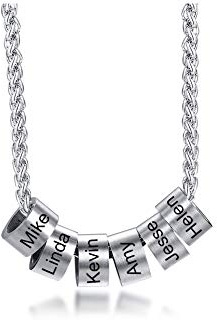 Vnox 2/3/4/5/6 Nomi Perline Collana con ciondoli per uomo Perline personalizzate Collana in acciaio inossidabile con famiglia/Nomi partner Collana con ciondolo per uomo Donna