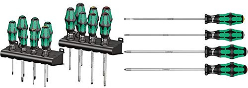 Wera 05105630001 Kraftform Big (Pack 300) Series Screwdriver Set & 335/350/355/4 Kraftform Plus Lasertip Screwdriver Set, PH/PZ/SL, 4pc, 05347736002