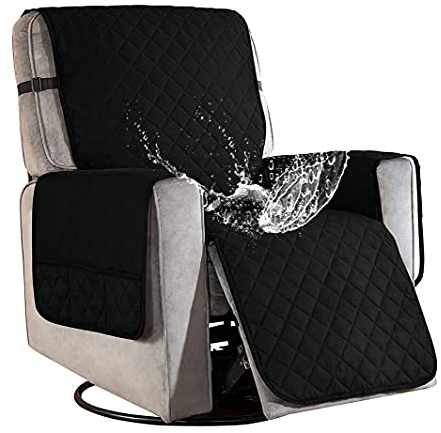 Sesselschoner für Fernsehsessel Relaxsessel, 1 Sitzer Sesselschoner mit Taschen Schwarz Sesselauflage Relaxsessel Sesselüberwurf Wasserdicht Sesselschutz Sofaüberwurf für Hunde Haustieren