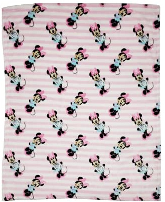 Disney Cudlie Baby Mädchen Minnie Mouse 1-lagige Flanell-Fleecedecke mit einfachem Streifenmuster
