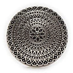 5 pièces de boutons vintage ronds à motif de fleurs avec tige en métal, pour l'artisanat, la couture DIY et la décoration de vêtements