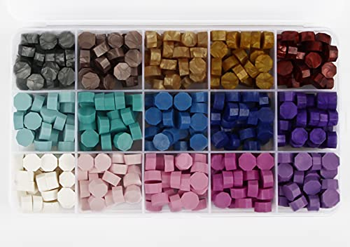 Siegelwachs Perlen Hillylolly 380 Stück Wachssiegel Wachs, Siegel Wachsperlen, Siegelwachs Set, Siegellack Perlen, Wachsstempel Set, Siegelwachs Perlen Bunt für Briefumschläge, Hochzeit (Blau Lila)