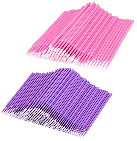 200PCS Microcepillos Aplicadores,Desechable Micro Cepillos,Adecuado para Extracción de Pestañas, Eliminación de Maquillaje, Nail Art and Painting,Limpieza