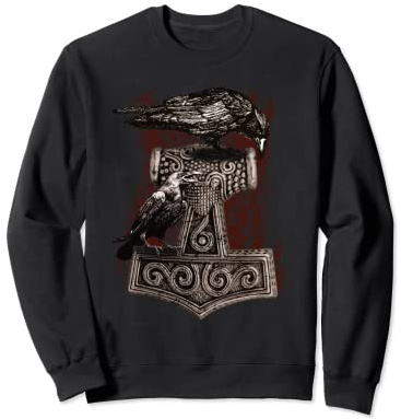 Thor Hammer Odins Raben Wikinger Nordmann Mythologie Sweatshirt
