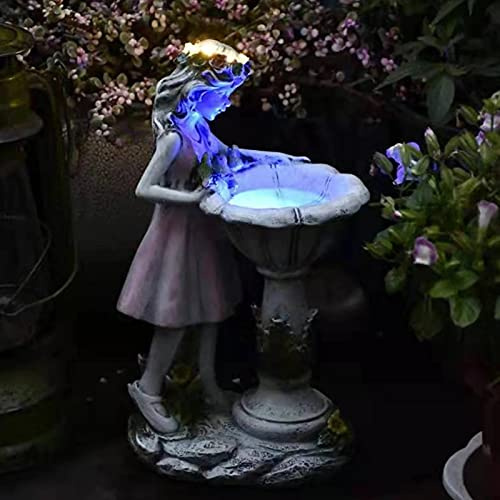 Solar Energy Flower Fairy Elf Statue,Blumenfee Solardekoration,Gartendeko Figuren für Außen,Solarleuchte Garten Blumenfee Garten Deko,LED Harz Blume Fee Solar Licht,Wasserdicht Solar Gartenfigur