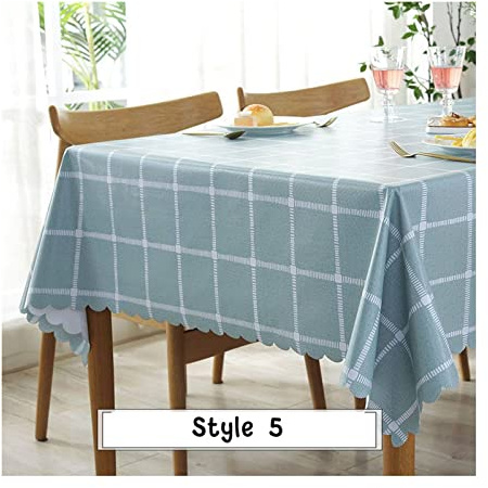 EHOMERY Tovaglia Shabby Chic Cotone Copritavolo Moderno Reticolo Rettangolare 6 Persone Tovaglie Rettangolari Grandi Fantasia PVC Alzavola Decorazione Protezione Cucina 120X120Cm