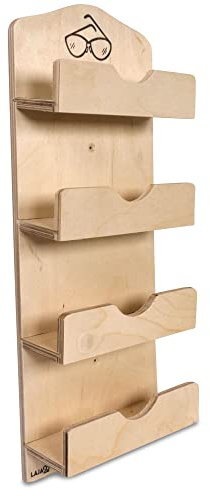LaJa26 Sauna Brillenregal für 4x Brille - FSC Espenholz - Ablage aus Holz - Naturbelassen - Beständig gegen Wärme und Luftfeuchtigkeit - Schmuck Handy - Fertig montiert - Handarbeit Made in Europe