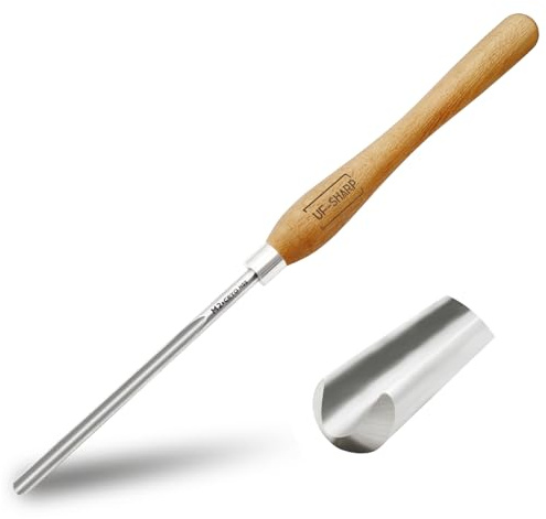 UF-SHARP Gouge à bol de 1,27 cm pour tour à bois, outils de tournage du bois M2 Cryo HSS avec poignée en bois de hêtre (1,27 cm)
