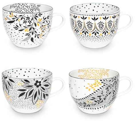 Portmeirion Home & Gifts Sara Miller London Artisanne Noir 0,4 liter mugg set med 4 blandade mönster