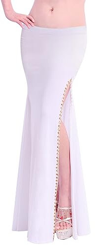 ROYAL SMEELA Damen Rock Bauchtanz Kostüm für Frauen Tanzkleid High Split Strand Sexy Party Bauchtanz Röcke, Weiss/opulenter Garten, Einheitsgröße
