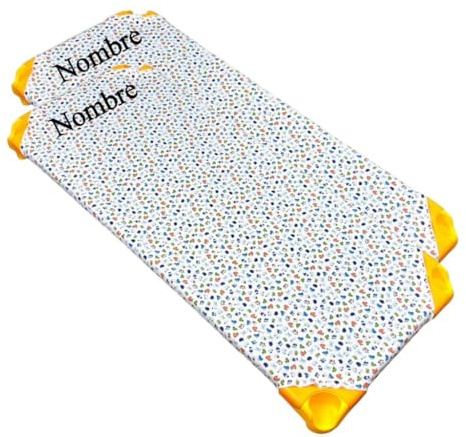 Sábana Ajustable para Cama de Guardería. Sabana Bajera de hamacas de guarderia. Personalizable con Nombre (2uds Coches Azules) 65% PL 35% co