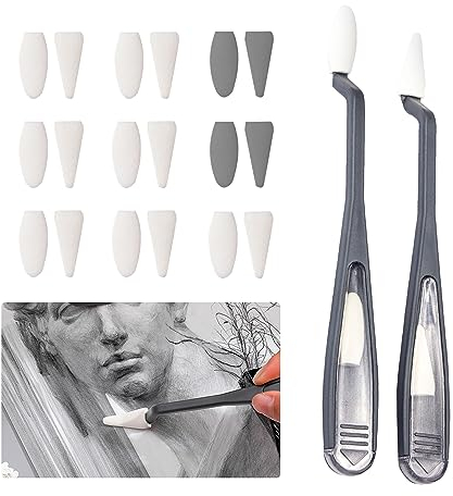 Espatulas Pintura Cuchillo Paleta Arte - 2 piezas con 14 Puntas de Esponja Reemplazables, Paleta Pintura,Paleta de Colores Redonda, Para Principiantes en Pintura al óleo, Pintura de Bocetos