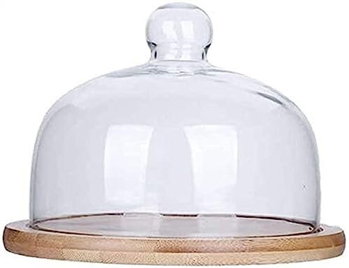 Wooden Cake Tray (with Glass Lid) Bar Buffet Dessert Pastry Display Board Food Dust Cover Sandwich Salad Dome Decorative Tray (Size : 18cm)